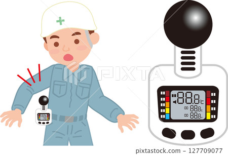 WBGT 測量設備圖示_設備_戴在腰部的人 WBGT 測量設備圖示_設備_戴在腰部的人 127709077