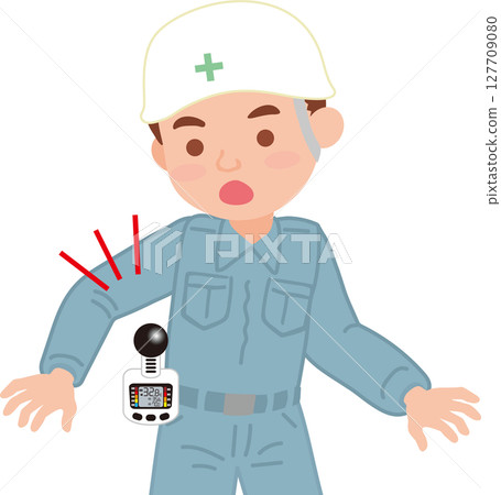 WBGT 測量裝置示意圖_戴在腰部的人_上身 127709080
