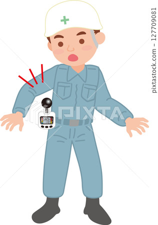 WBGT 測量設備插圖_戴在腰部的人_全身 127709081