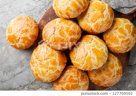 Bolo bao are Chinese pineapple buns while they do not taste of pineapple, they do have a great texture and a sweet flavour closeup. Horizontal top view Bolo bao are Chinese pineapple buns while they do not taste of pineapple, they do have a great texture and a sweet flavour closeup. Horizontal top view 127709502