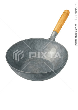 炒鍋（炊具，剪貼畫）的水彩插圖 127709596