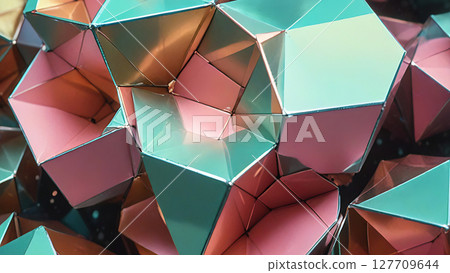 Metallic Polygons Floating in Pastel Light Metallic Polygons Floating in Pastel Light 127709644