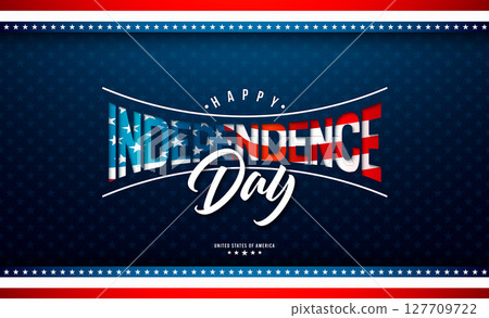 4th of July Independence Day Illustration with American Flag in Text Label on Blue Background. Vector Fourth of July National Celebration Design with Typography Letter for Banner, Postcard, Greeting 4th of July Independence Day Illustration with American Flag in Text Label on Blue Background. Vector Fourth of July National Celebration Design with Typography Letter for Banner, Postcard, Greeting 127709722
