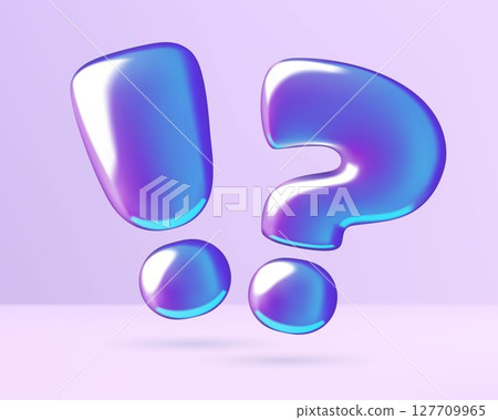 Question mark and exclamation point purple holographic 3d icon 127709965