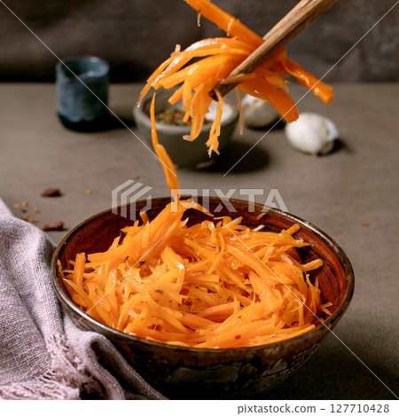 Marinated carrots Korean salad Marinated carrots Korean salad 127710428