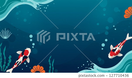 The vibrant underwater scenery is especially notable for the beautiful carp. 127710436