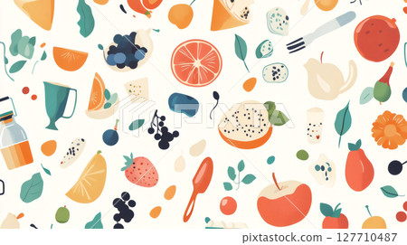 Pattern with various fruits 127710487