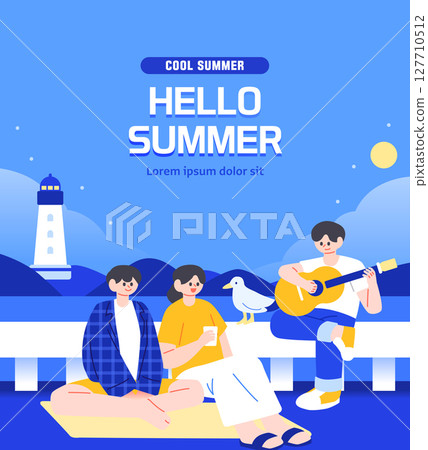 Summer Vacation Travel Illustration Summer Vacation Travel Illustration 127710512