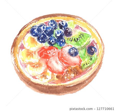 巴西莓碗水彩插圖 127710661