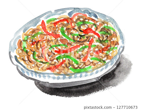 Japchae painted in watercolor 25625pix7 127710673
