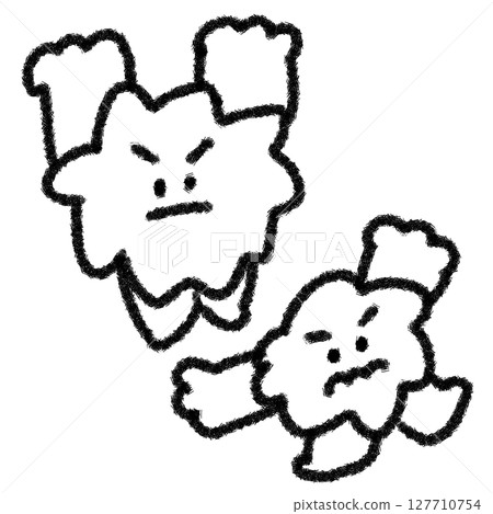 Illustration of a cute virus character (monochrome) 127710754