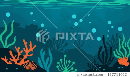 美麗的水下風景，有五顏六色的珊瑚和海藻 127711022