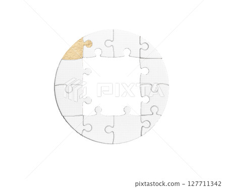 Golden puzzle piece missing from the center of a circular shape, symbolizing identity, uniqueness, Golden puzzle piece missing from the center of a circular shape, symbolizing identity, uniqueness, 127711342