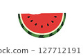 Illustration of a watermelon cut into a semicircle 127712191