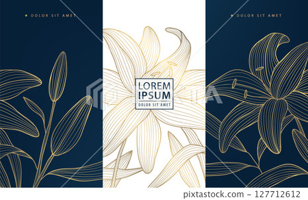 Vector set line gold oriental floral elements, chinese, japanese luxury flower background. Asian style package, wine labels, spring borders, elegant plant ornament. Vector set line gold oriental floral elements, chinese, japanese luxury flower background. Asian style package, wine labels, spring borders, elegant plant ornament. 127712612