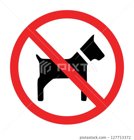 No Dogs and cat allowed Symbol Sign in red circle crossed out 127713372