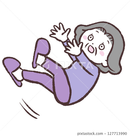 Illustration of a senior woman falling down Illustration of a senior woman falling down 127713990