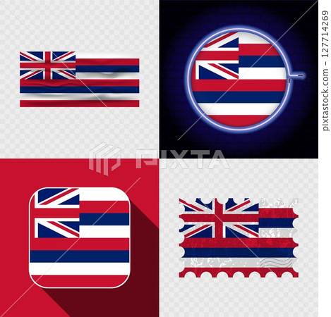 Creative Hawaii Flag Icon Set Collection. Creative Hawaii Flag Icon Set Collection. 127714269