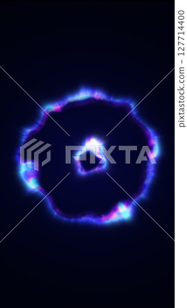 A circular ring of electric blue plasma pulses on a dark background in a sci-fi energy effect A circular ring of electric blue plasma pulses on a dark background in a sci-fi energy effect 127714400