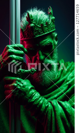 A man with a crown and a sword in his hand A man with a crown and a sword in his hand 127714659