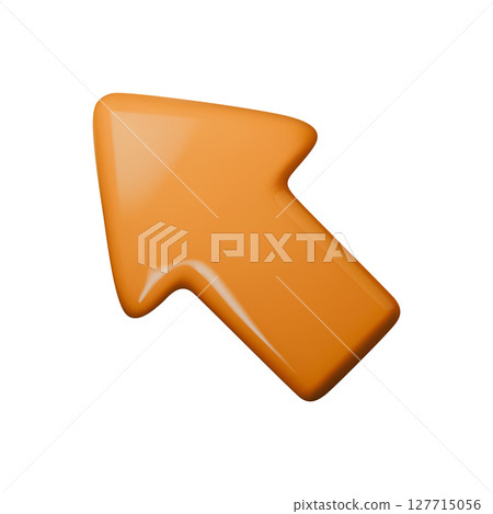 Orange 3D arrow vector illustration symbolizing direction, growth, and navigation. Modern, glossy style perfect for infographics, presentations, and UI UX design. Eye-catching and trendy. 127715056