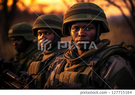 Guardians of the Wild Anti-Poaching Rangers Patrolling, A Vigilant Effort to Safeguard Wildlife from Poachers' Threats. created with Generative AI 127715164
