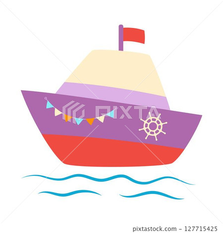 boat isolated, flat style 127715425