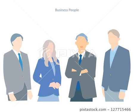 男人與女人-笑容清新的商務人士-商業團隊創業插畫素材 127715466