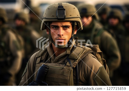 Guardian in Uniform Portrait of an Israeli Soldier, Capturing Strength, Determination, and National Pride in Service to Homeland Security. created with Generative AI Guardian in Uniform Portrait of an Israeli Soldier, Capturing Strength, Determination, and National Pride in Service to Homeland Security. created with Generative AI 127715859