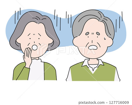 Illustration of a senior couple with a sad expression 127716009