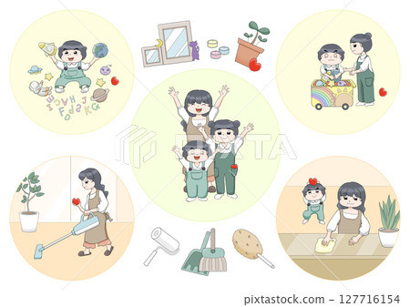 整理和清潔插圖集 整理和清潔插圖集 127716154