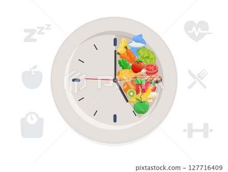 Intermittent fasting concept flat vector illustration 127716409