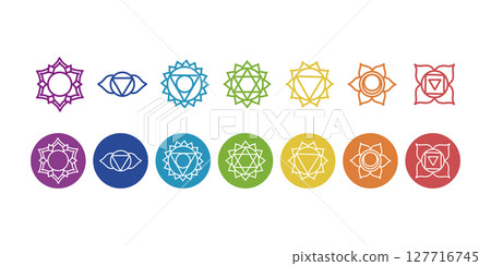 Chakras Symbol Vector Icon Set, Chakra Signs 127716745