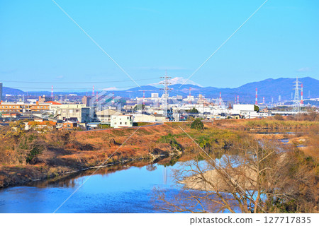 Aichi Prefecture: View of the Shonai River from the Shonai River Bridge in Kasugai City 127717835