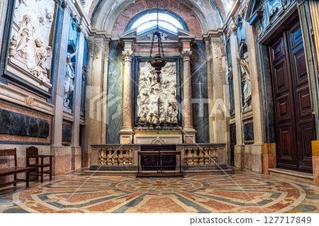 Mafra, Portugal - Apr 11, 2025: Interior of the Mafra National Palace at Mafra, Portugal. Mafra, Portugal - Apr 11, 2025: Interior of the Mafra National Palace at Mafra, Portugal. 127717849