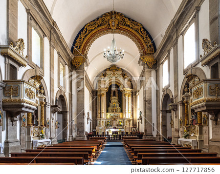 Peneda, Portugal - Apr 13, 2025: Interior of the church at Santuario de Nossa Senhora da Peneda in northern Portugal 127717856