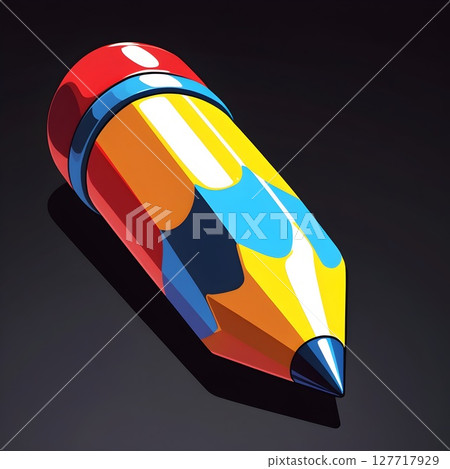 stylized yellow and red pencil with exaggerated shape and fun look for use in animation inspired layouts and playful branding materials stylized yellow and red pencil with exaggerated shape and fun look for use in animation inspired layouts and playful branding materials 127717929