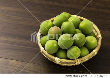 濾鍋中未成熟的李子 127718286