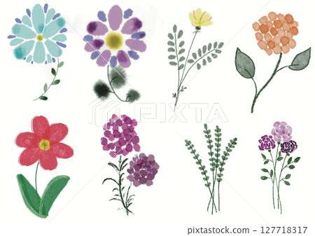 彩色花卉手繪插畫集 127718317