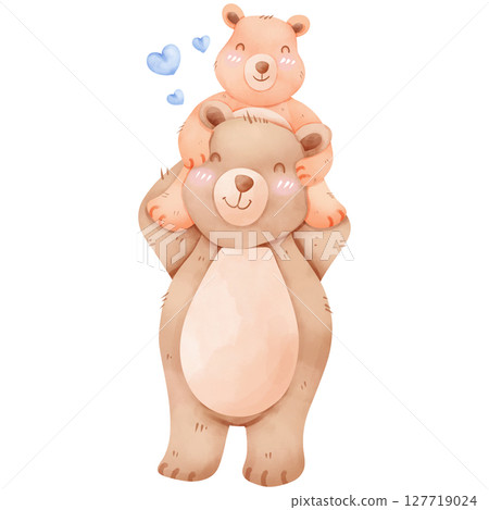 Hand-painted watercolor Father's Day themed bear Hand-painted watercolor Father's Day themed bear 127719024