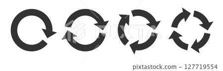 Illustration material: Cycle diagram, cycle arrow, set of recycling icons. 127719554