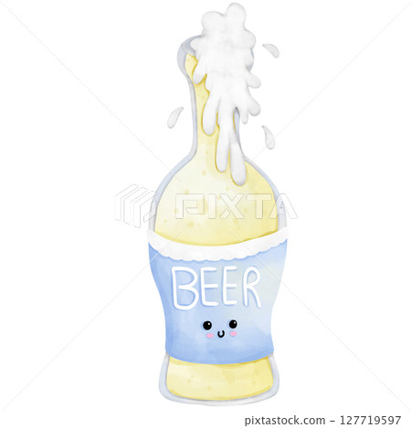 Hand painted watercolor dad beer bottle 127719597