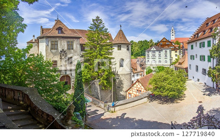 Colorful square with timber houses in Meersburg Germany 127719840