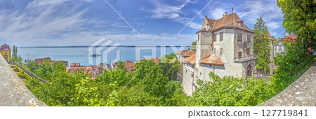 Castle courtyard in Meersburg old town Germany Castle courtyard in Meersburg old town Germany 127719841
