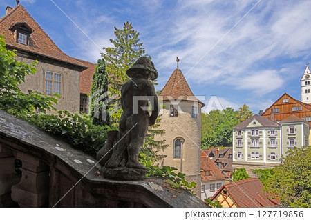 Colorful square with timber houses in Meersburg Germany 127719856