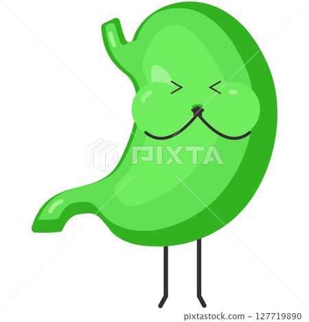 Stomach nausea vector cute sick character icon 127719890