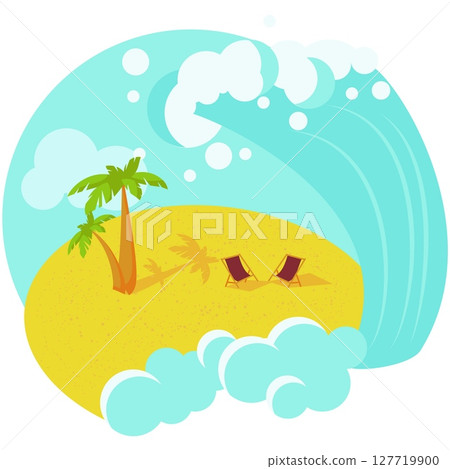 Tsunami vector water wave flood sea earthquake 127719900