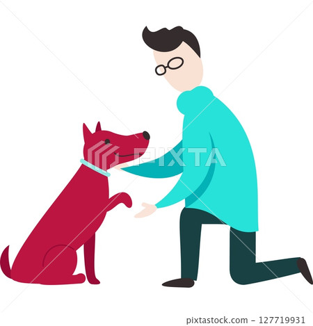 Man with dog vector pet lover icon isolated Man with dog vector pet lover icon isolated 127719931