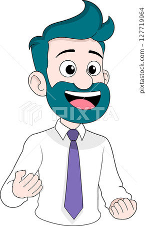 Friendly Businessman Presenting Product Sales Pitch Vector Friendly Businessman Presenting Product Sales Pitch Vector 127719964