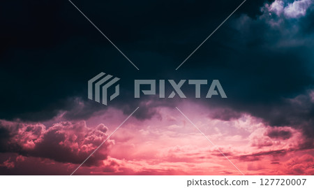 Amazing sunset sunrise Sky in Blue pink toned colors. Sky In Different Colors. From Dusk Till Dawn. Misty Night. Natural Background 127720007